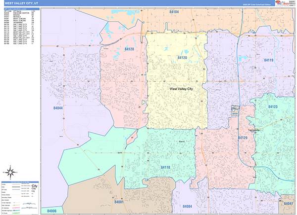 West Valley City, UT Zip Code Map
